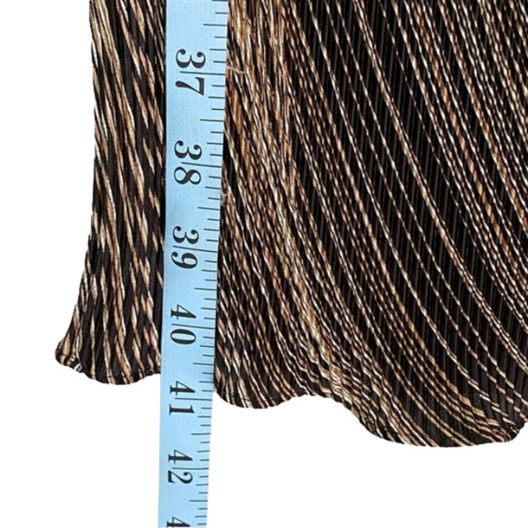 MUSE Maxi Skirt Micro Pleats Pull On Geometric Brown Black Tan Women Size 12 - Picture 7 of 11